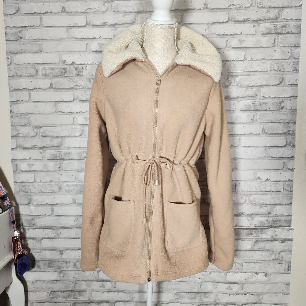 Sherpa Fleece Lined Tan Cinched Jacket
